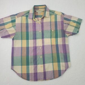 Neil Martin Pastel  Checkard Pattern Vintage Button Up Blouse Women Size 8